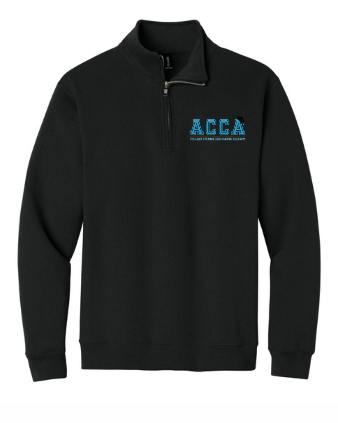 ACCA Embroidered Black Quarter Zip Hoodie