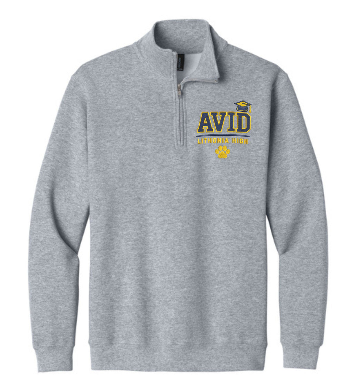 Lithonia High School Avid Embroidered Grey Quarter Zip