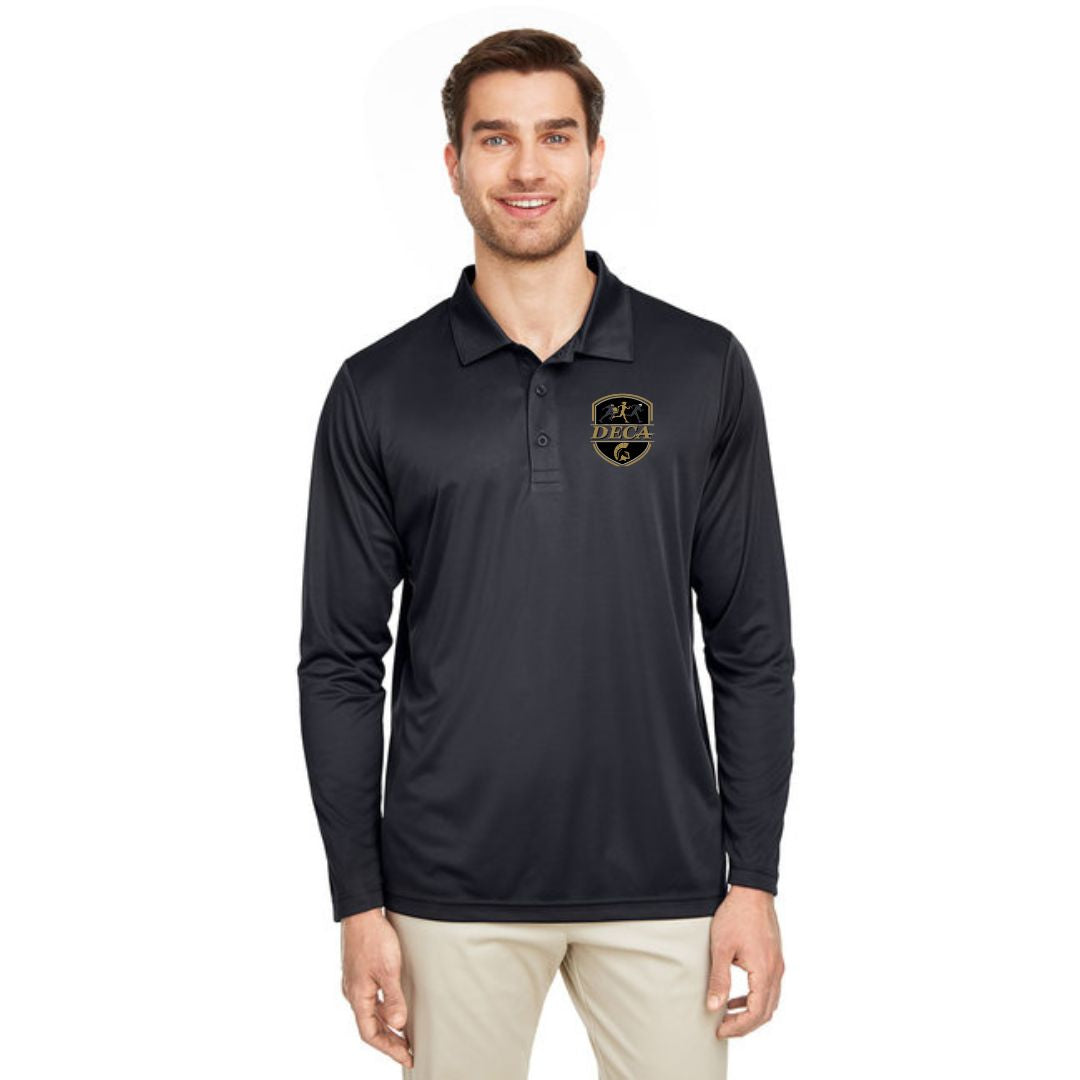 DECA Boy's Black Long Sleeve Polo