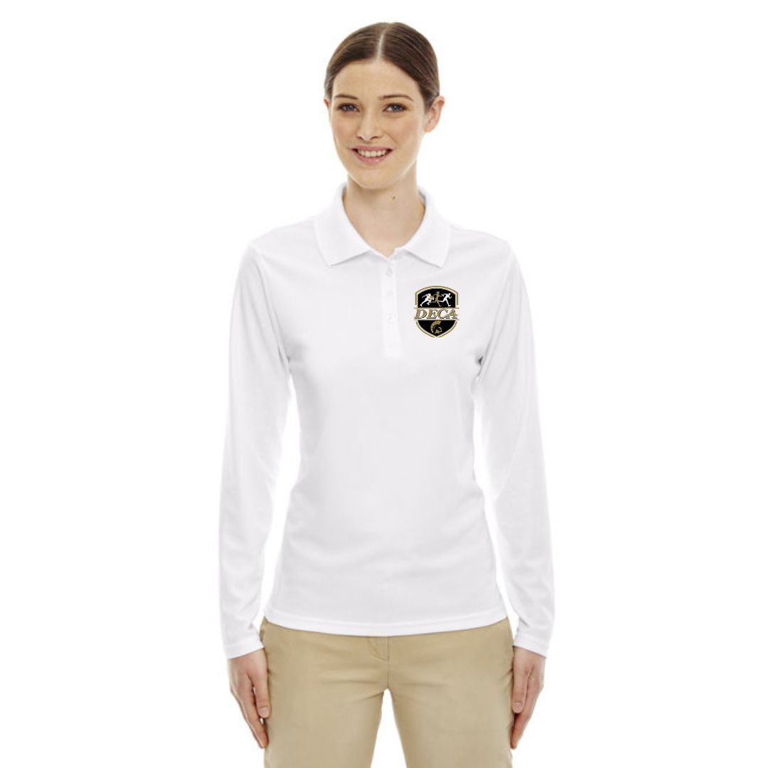 DECA Girl's White Long Sleeve Polo