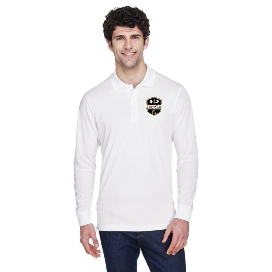DECA Boy's White Long Sleeve Polo