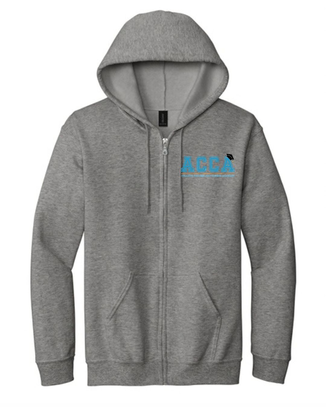 ACCA Embroidered Grey Full Zip Hoodie