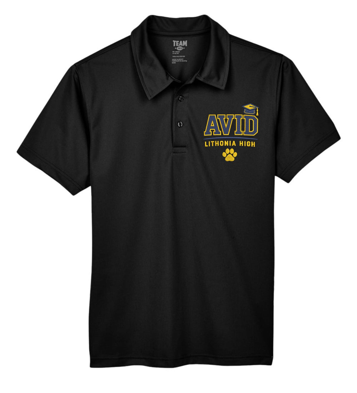 Lithonia High School Embroidered Avid Black Polo